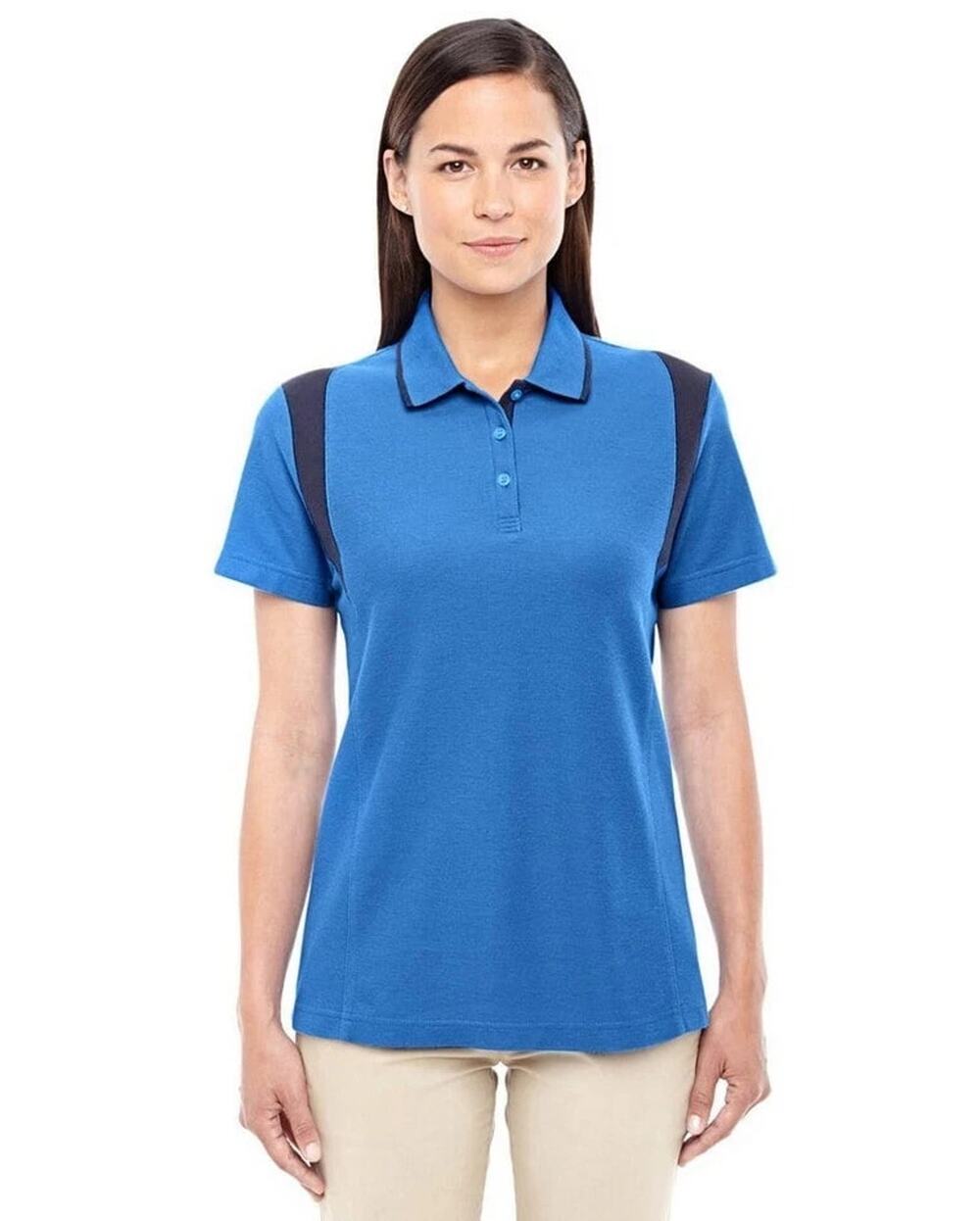 Devon & Jones Women's 100% Cotton Polo Shirt French Blue Navy Work Uniform S-XL